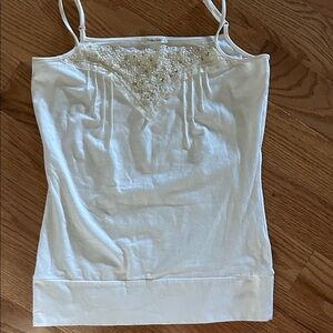 Maurices Ivory Beaded Lace-Trim Camisole